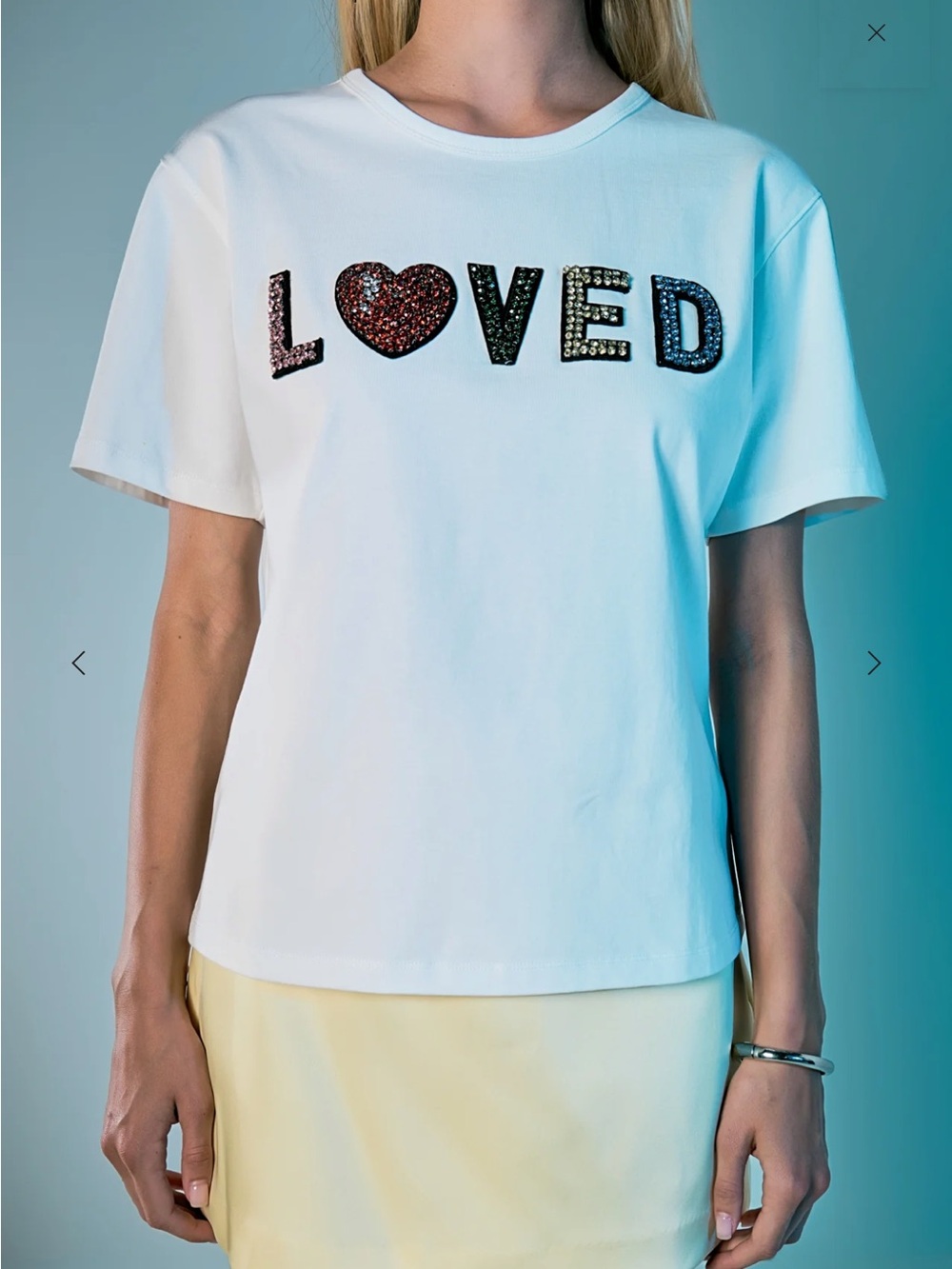 Endless Rose White Tee with Multicolor Embellished LOVED
